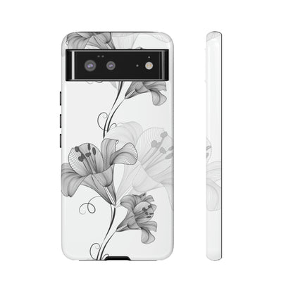 Lily Flower Monochrome Android Case (Protective) Google Pixel 6 Glossy Phone Case