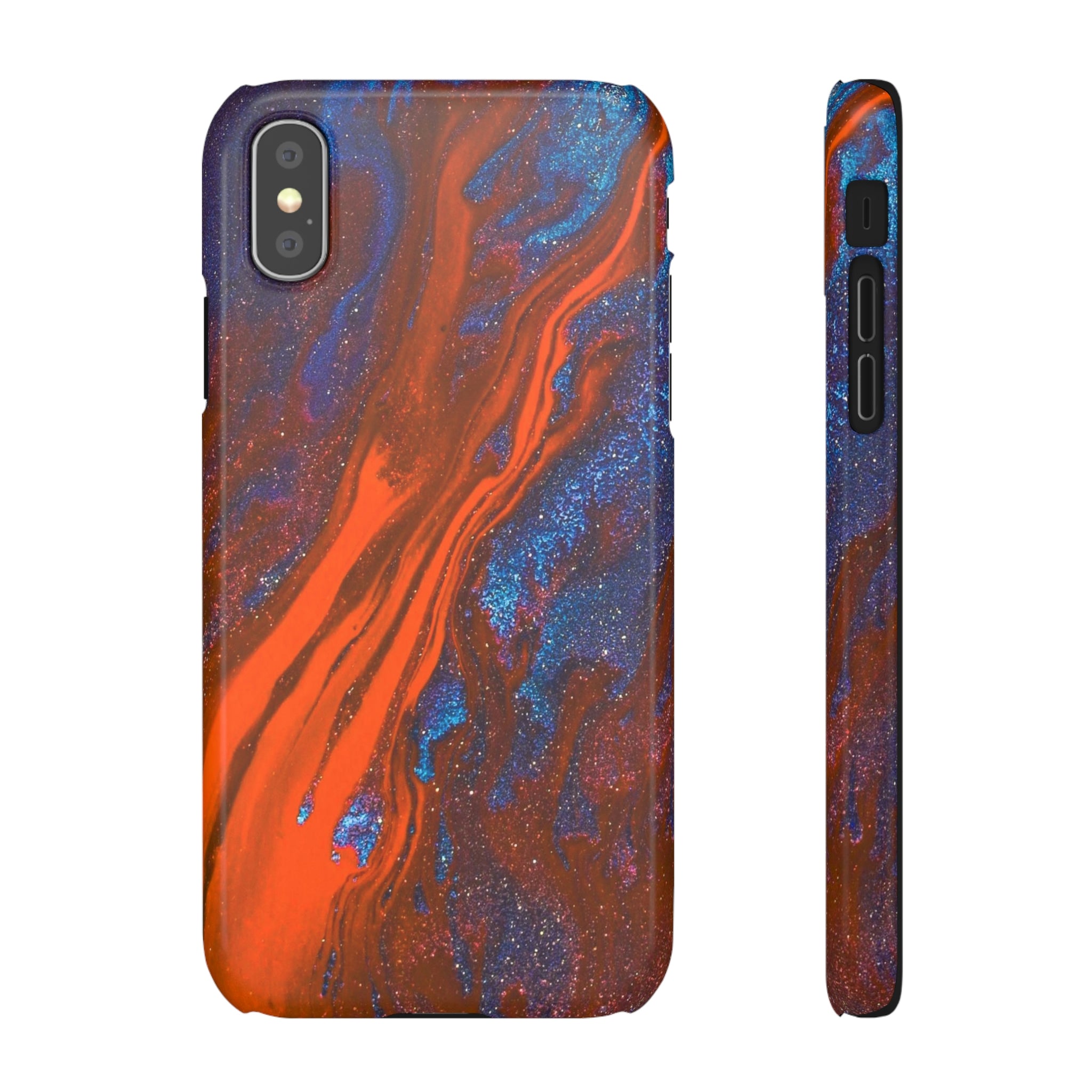 Orange Spikes Ink Art iPhone Case (Slim) iPhone XS Glossy Phone Case