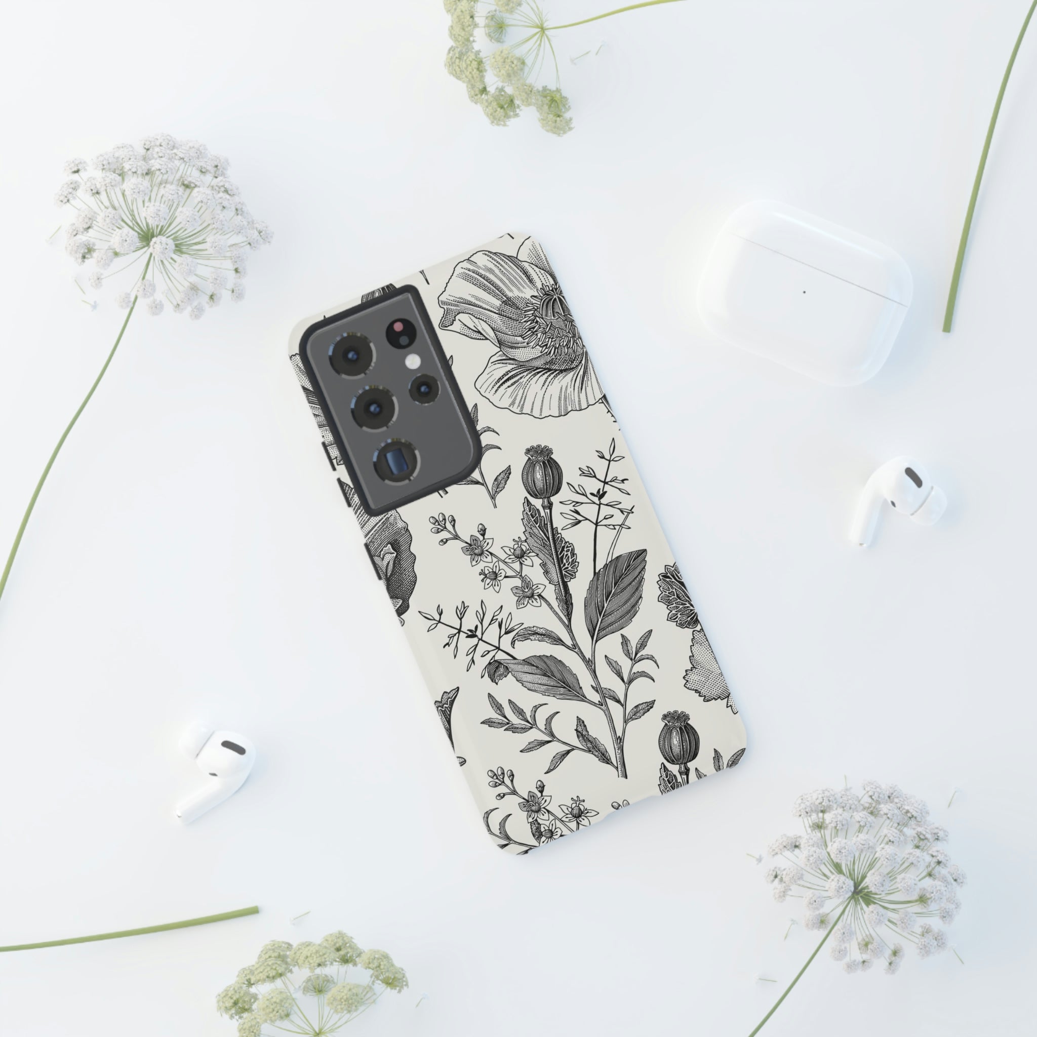 Poppy Gray Vintage Flower Samsung Case (Protective) Phone Case