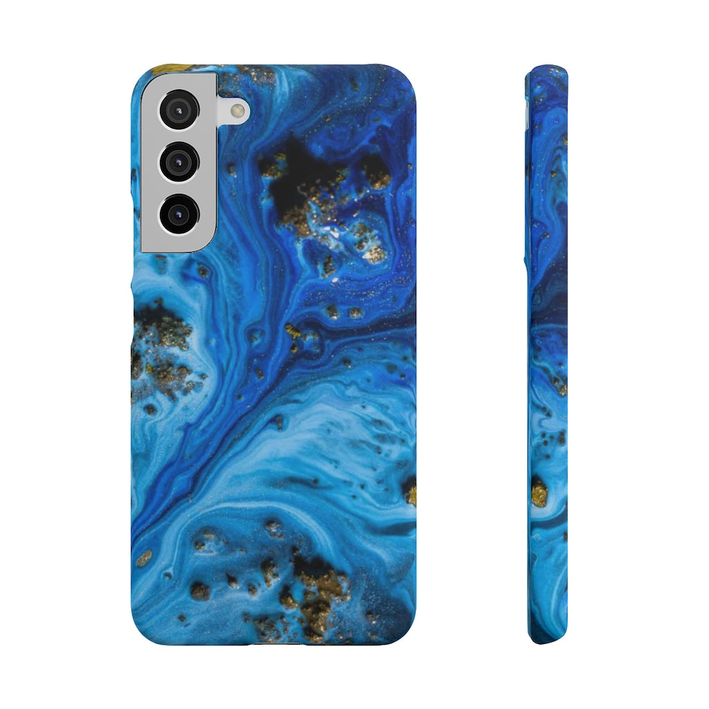 Blue Ice Melt Ink Art Android Case (Slim) Samsung Galaxy S22 Plus Matte Phone Case