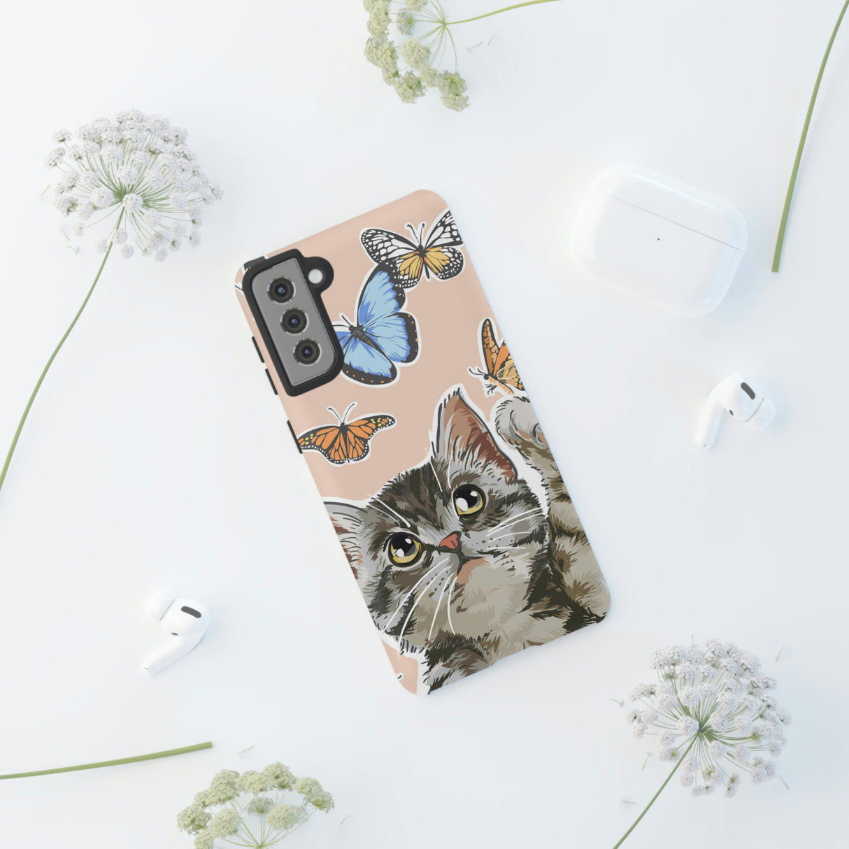 Cute Cat Butterflies Android Case (Protective) Phone Case