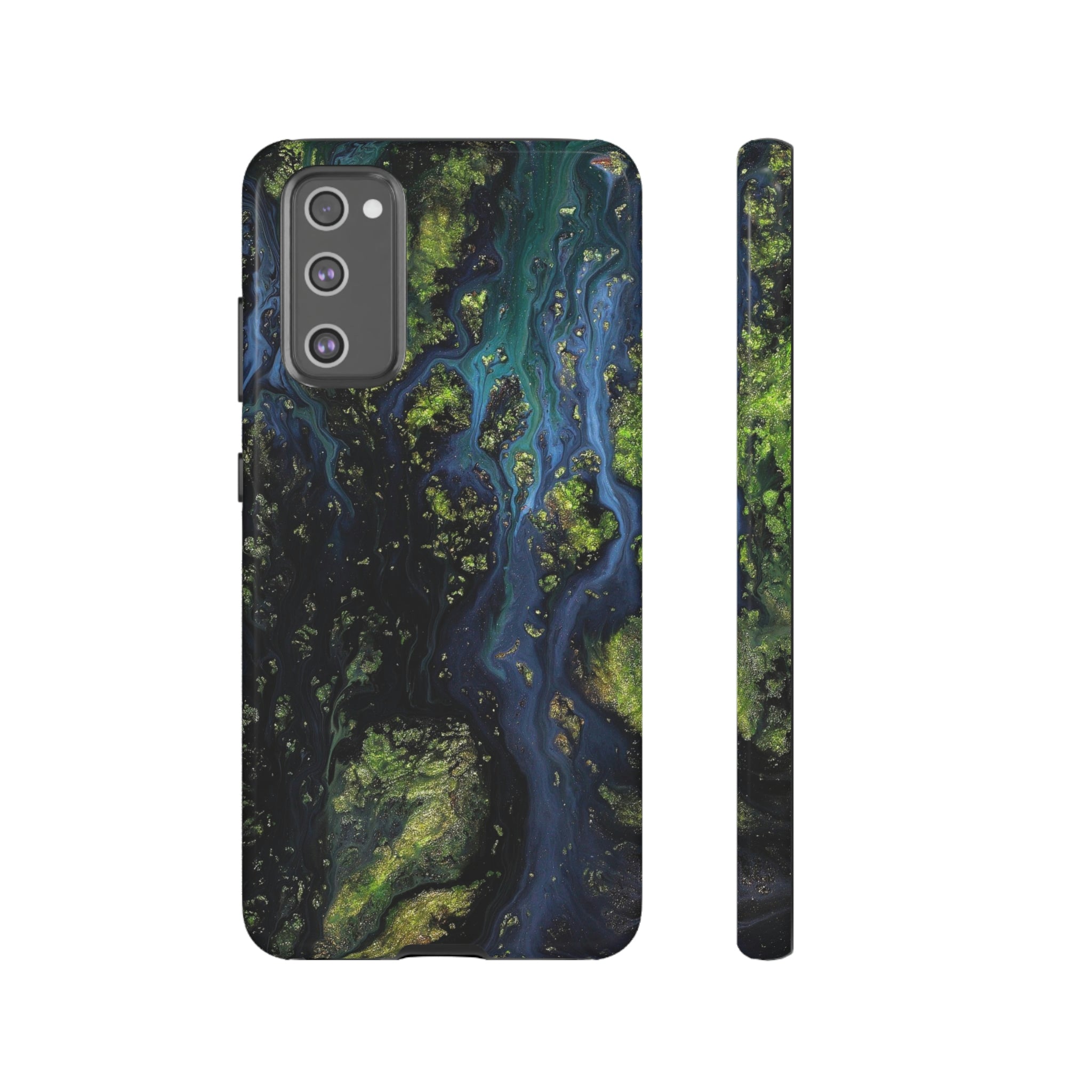 Blue Cosmos Ink Art Android Case (Protective) Samsung Galaxy S20 FE Glossy Phone Case