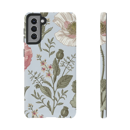 Poppy Blue Vintage Flower Samsung Case (Protective) Samsung Galaxy S21 Plus Matte Phone Case