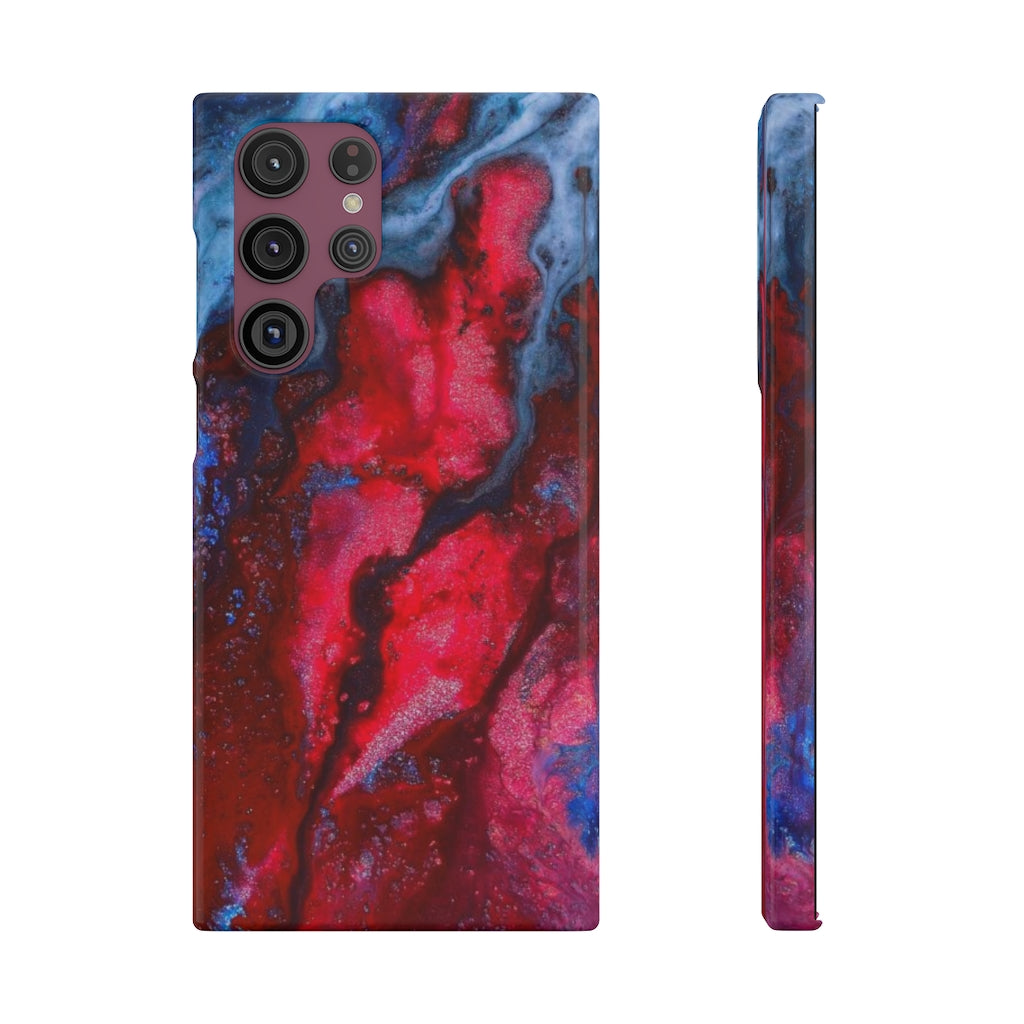 Neon Red Ink Art Android Case (Slim) Samsung Galaxy S22 Ultra Glossy Phone Case