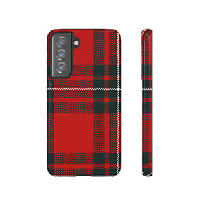 Plaid Pattern Red Android Case (Protective) Samsung Galaxy S21 FE Glossy Phone Case