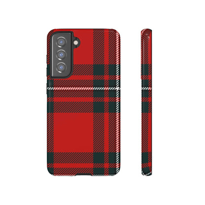 Plaid Pattern Red Android Case (Protective) Samsung Galaxy S21 FE Glossy Phone Case