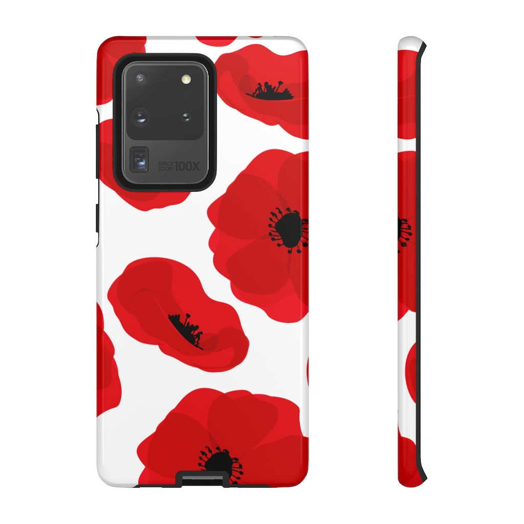 Red poppies on white Samsung Case (Protective) Samsung Galaxy S20 Ultra Glossy Phone Case