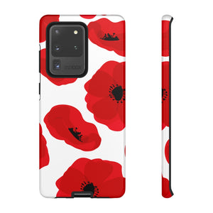 Red poppies on white Samsung Case (Protective) Samsung Galaxy S20 Ultra Glossy Phone Case