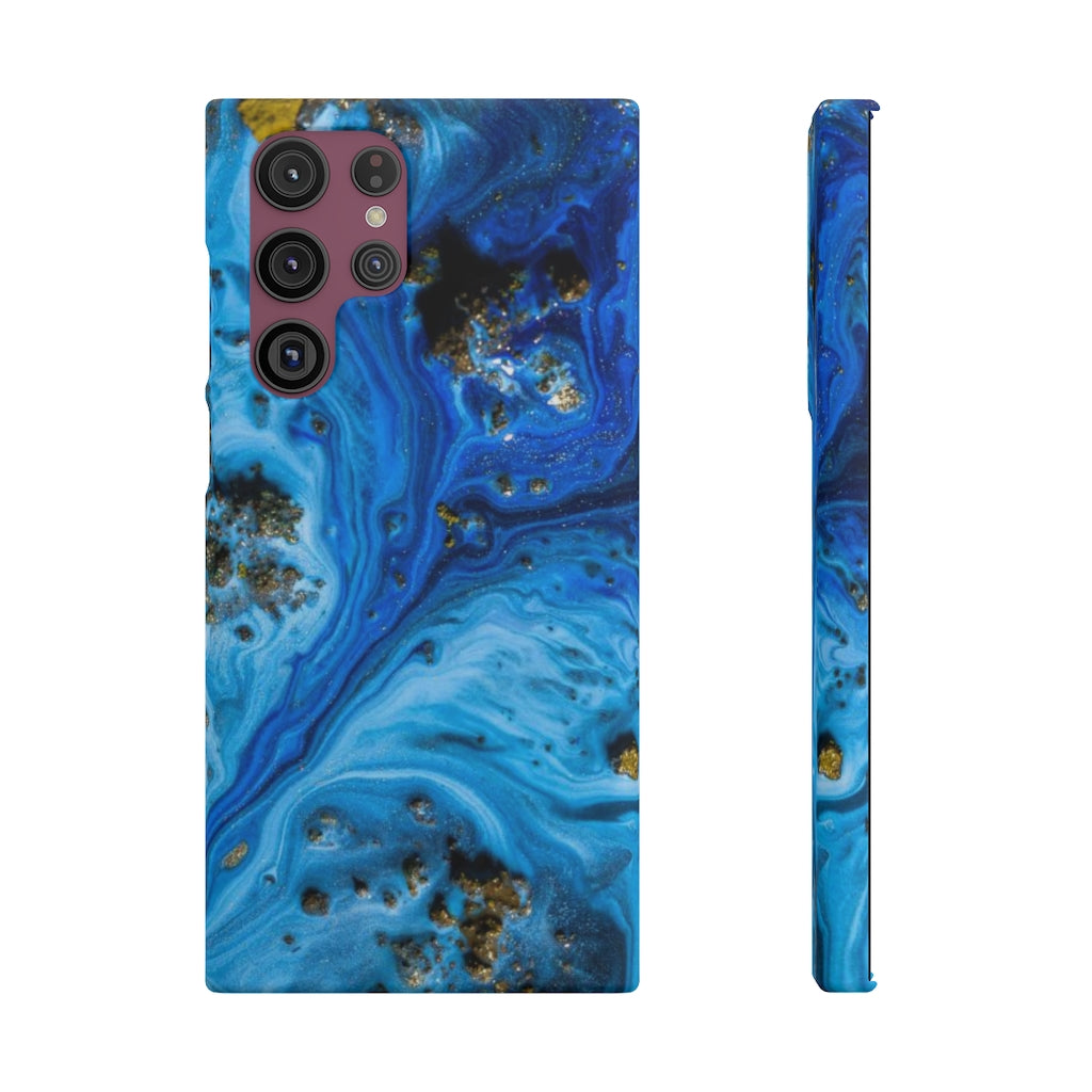 Blue Ice Melt Ink Art Android Case (Slim) Samsung Galaxy S22 Ultra Matte Phone Case