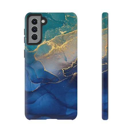 Blue Alcohol Ink Android Case (Protective) Samsung Galaxy S21 Plus Matte Phone Case