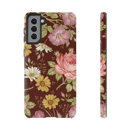 Dark red Vintage Flower Samsung Case (Protective) Samsung Galaxy S21 Plus Matte Phone Case