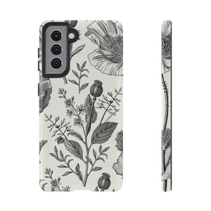 Poppy Gray Vintage Flower Samsung Case (Protective) Samsung Galaxy S21 Glossy Phone Case