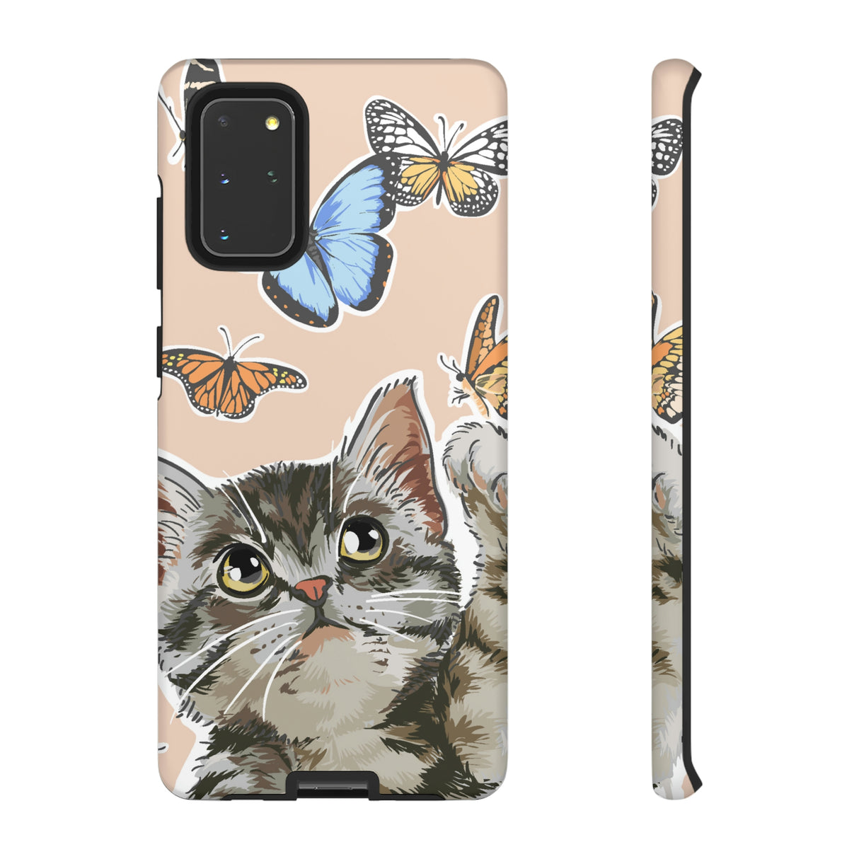 Cute Cat Butterflies Android Case (Protective) Samsung Galaxy S20+ Matte Phone Case