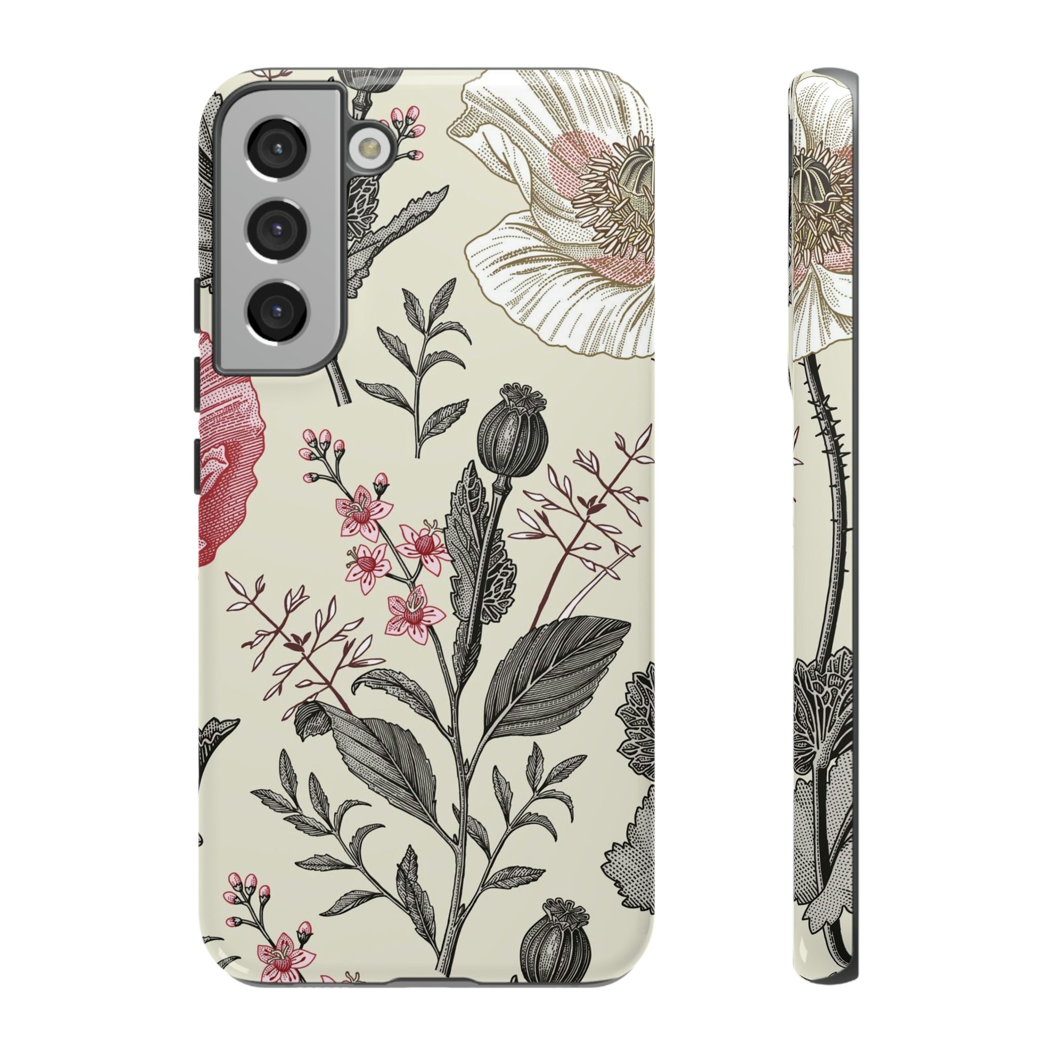 Poppy Pink Vintage Flower Samsung Case (Protective) Samsung Galaxy S22 Plus Glossy Phone Case