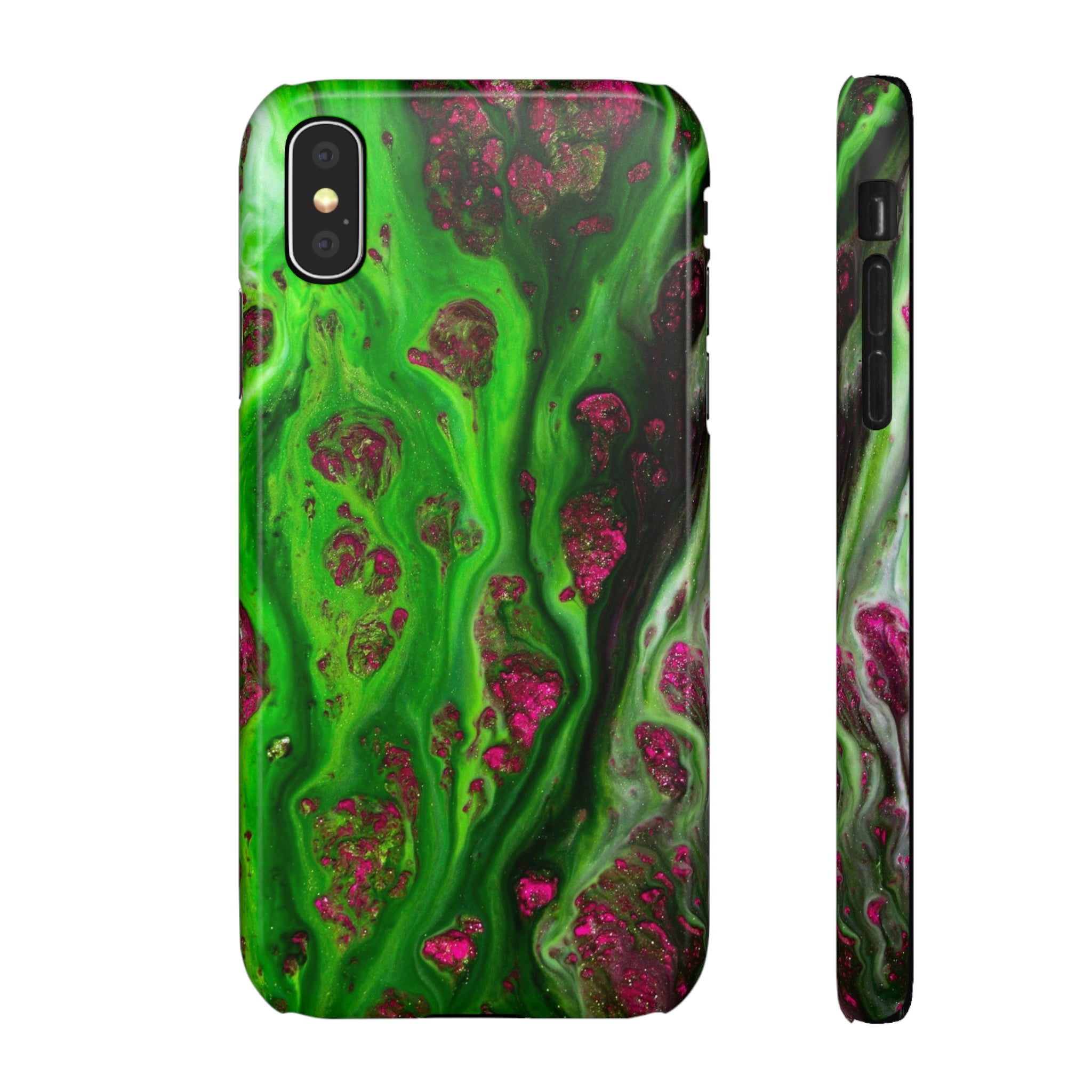 Toxic Green Ink Art iPhone Case (Slim) iPhone X Glossy Phone Case