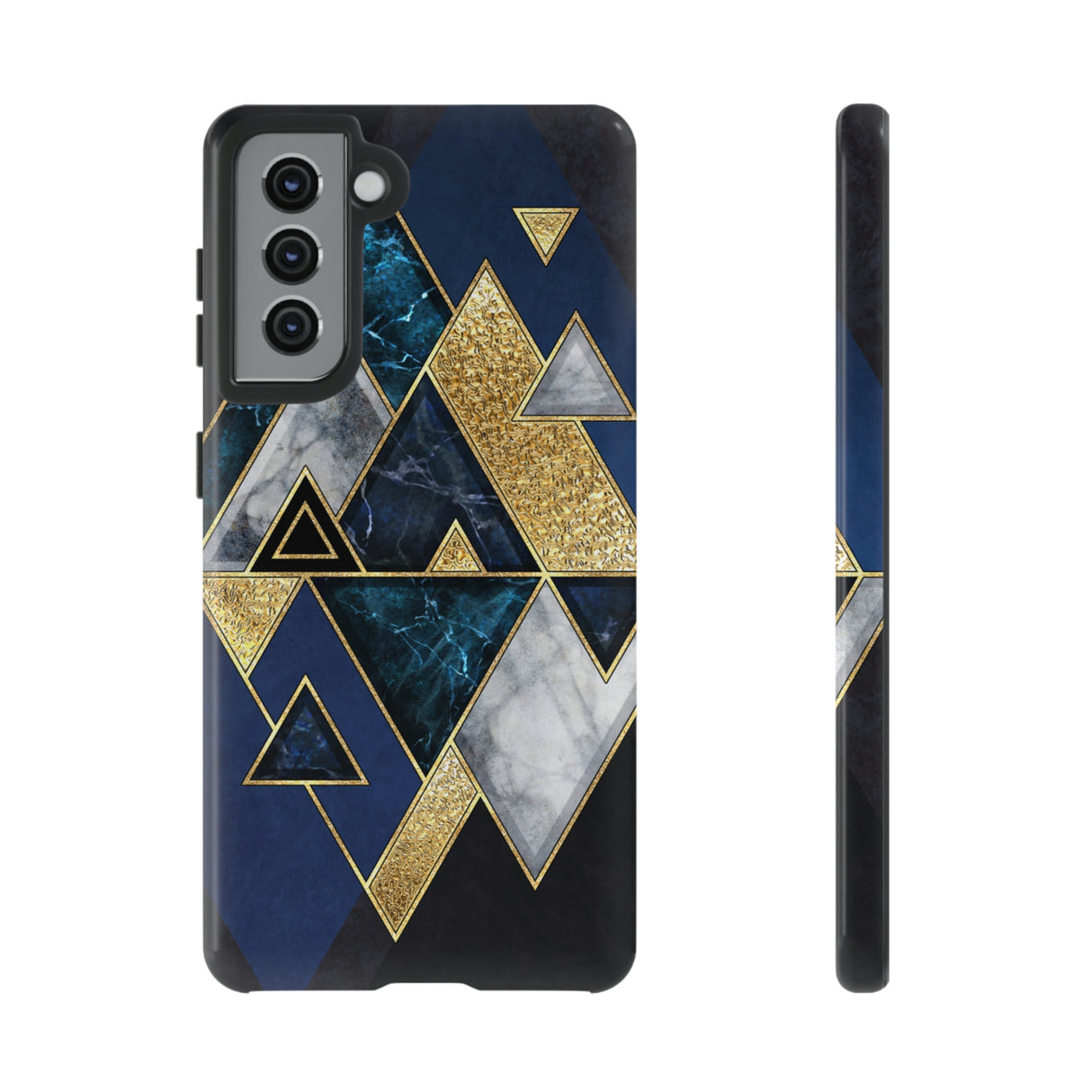 Dark Blue Geometric Android Case (Protective) Samsung Galaxy S21 Glossy Phone Case