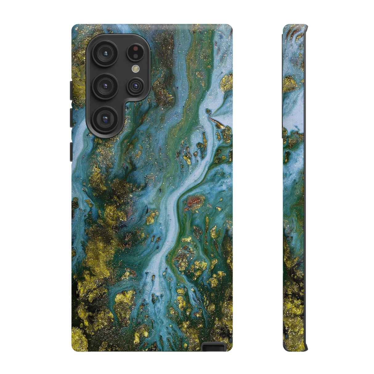 Ocean Blue Ink Art Android Case (Protective) Samsung Galaxy S22 Ultra Matte Phone Case