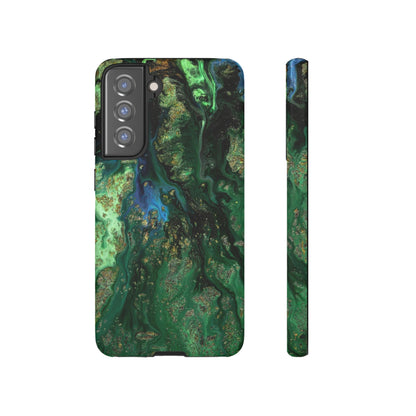 Green Liquid Marble Ink Art Android Case (Protective) Samsung Galaxy S21 FE Matte Phone Case