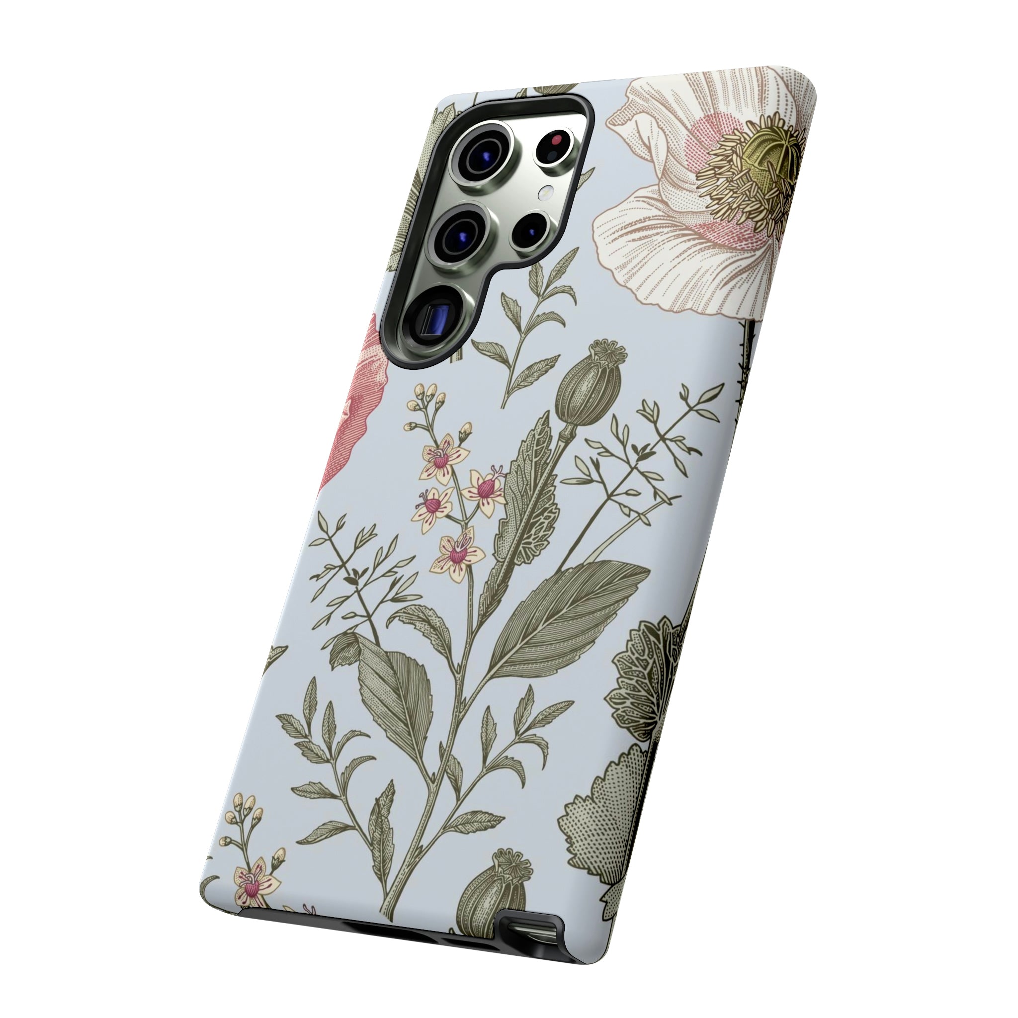 Poppy Blue Vintage Flower Samsung Case (Protective) Phone Case