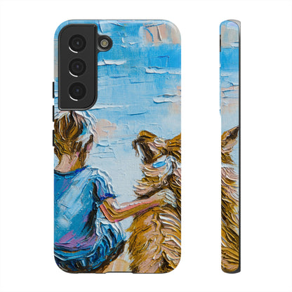 Boy with Dog Android Case (Protective) Samsung Galaxy S22 Glossy Phone Case