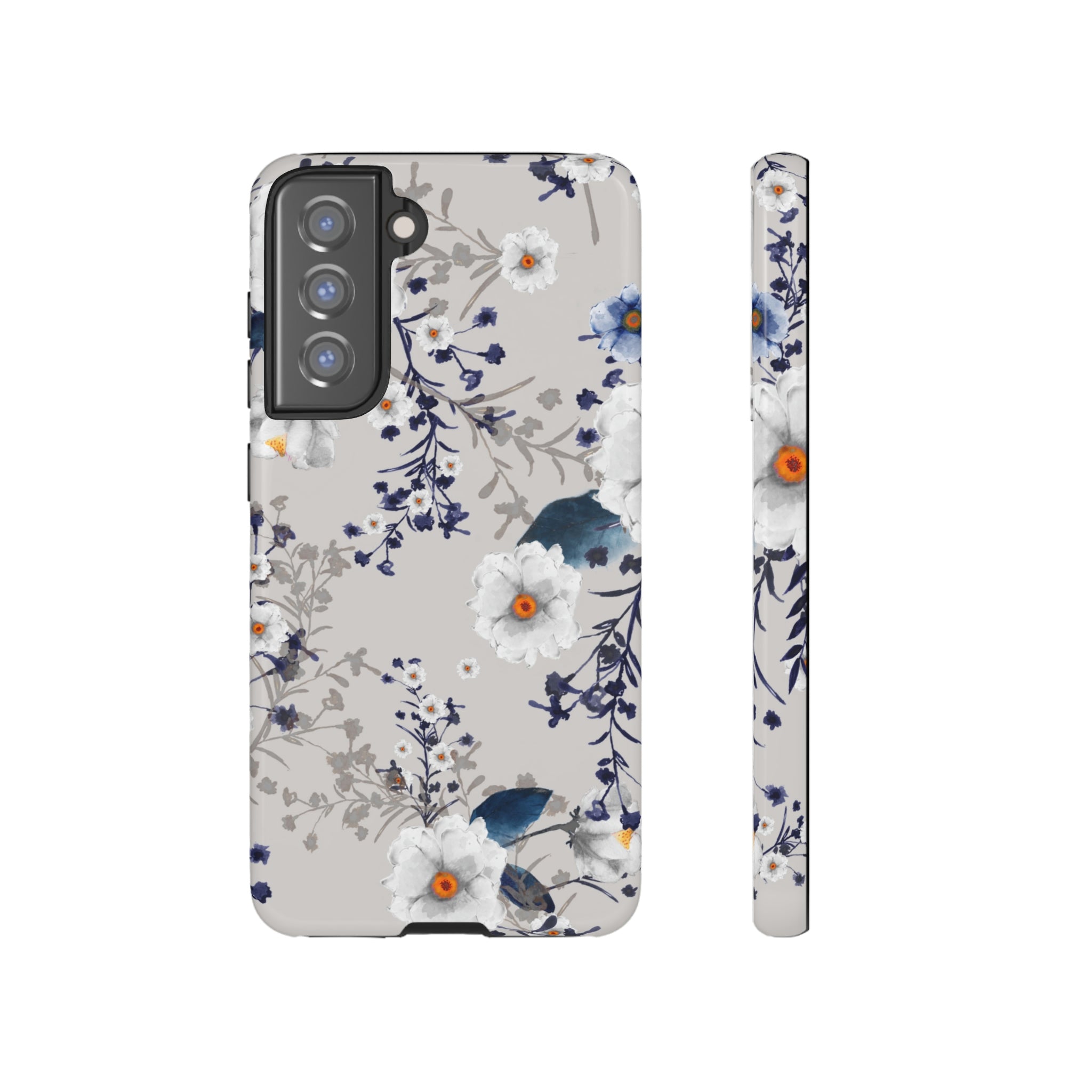 Blue Summerflowers Android Case (Protective) Samsung Galaxy S21 FE Glossy Phone Case