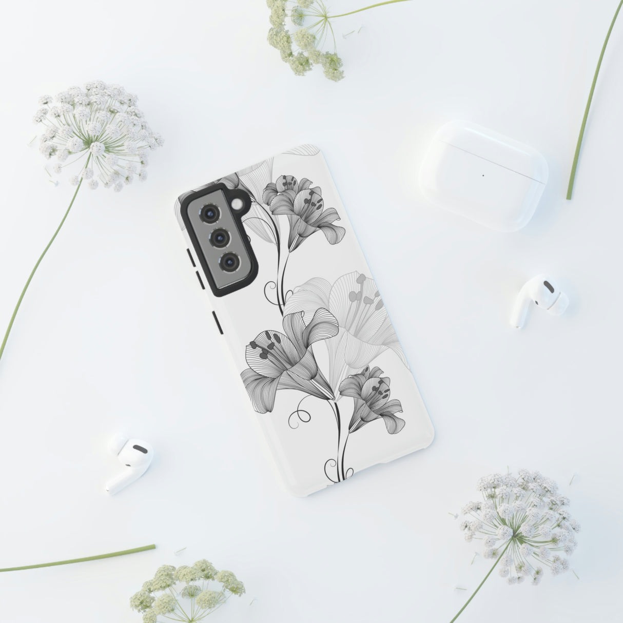 Lily Flower Monochrome Android Case (Protective) Phone Case