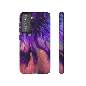 Purple Flow Ink Art Android Case (Protective) Samsung S21 FE Glossy Phone Case