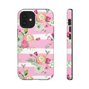 Pink Roses and Ranunculus Flowers iPhone Case (Protective) iPhone 12 Mini Glossy Phone Case