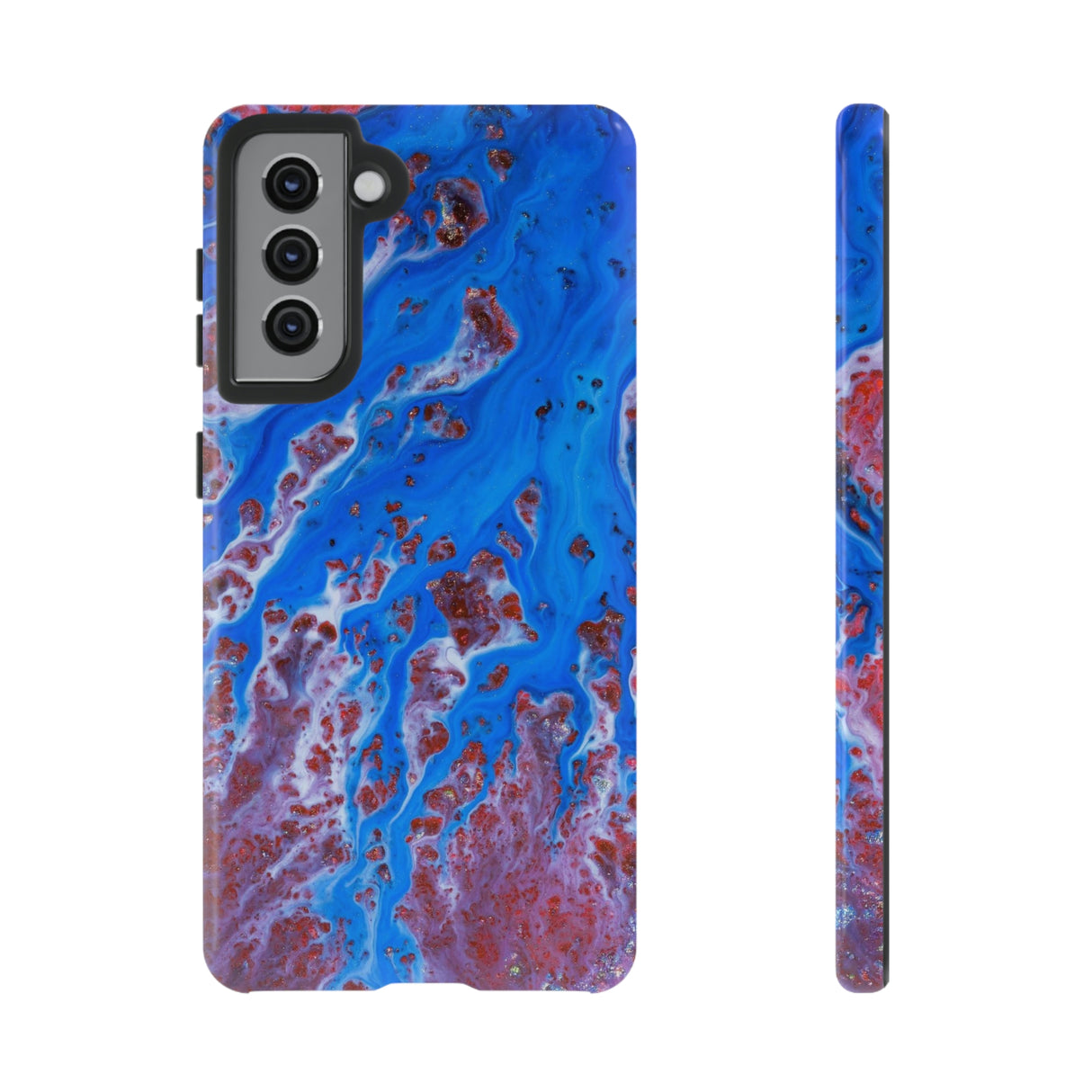 Bright Blue Ink Art Android Case (Protective) Samsung Galaxy S21 Glossy Phone Case