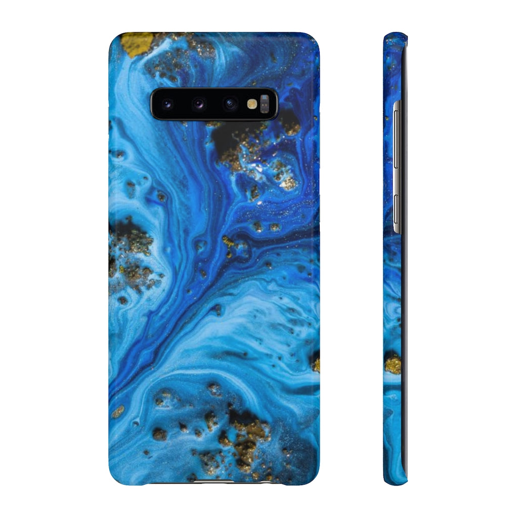 Blue Ice Melt Ink Art Android Case (Slim) Samsung Galaxy S10 Plus Glossy Phone Case