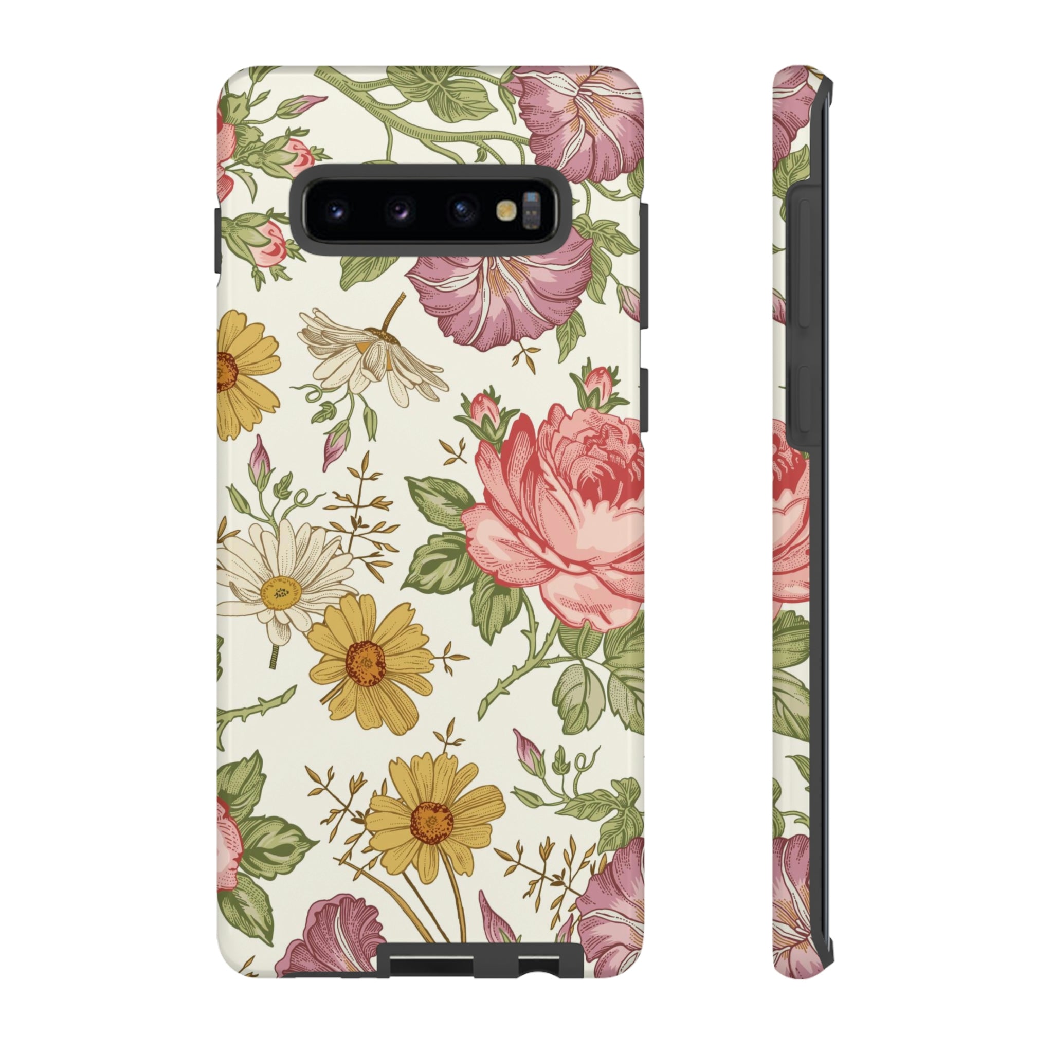 Fabric Vintage Flower Samsung Case (Protective) Samsung Galaxy S10 Plus Glossy Phone Case