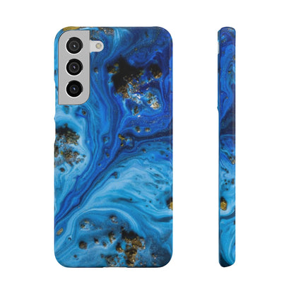 Blue Ice Melt Ink Art Android Case (Slim) Samsung Galaxy S22 Plus Glossy Phone Case