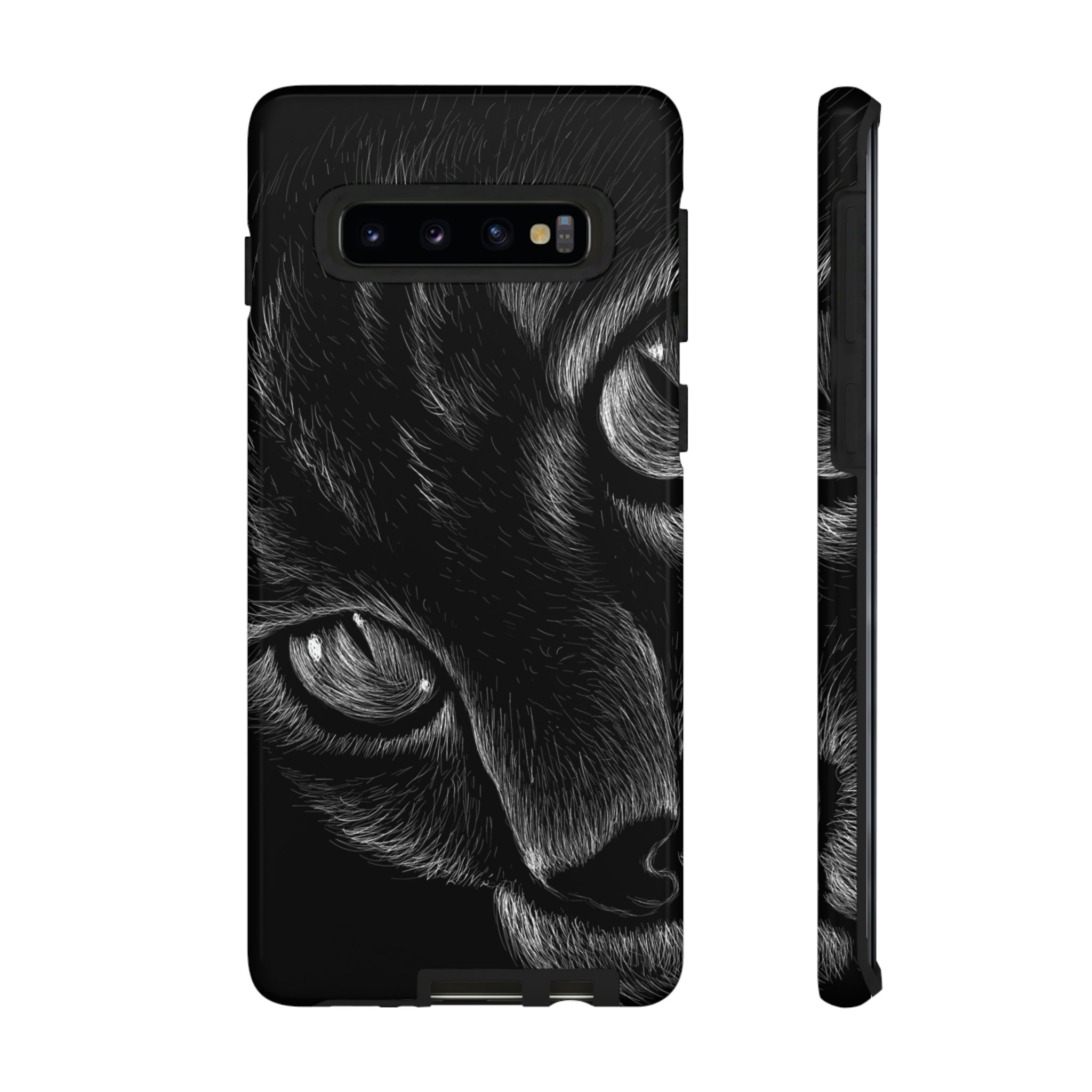 Pencil Drawing Cat Android Case (Protective) Samsung Galaxy S10 Glossy Phone Case