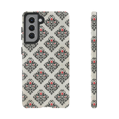 Grey Rose Gothic Flower Samsung Case (Protective) Samsung Galaxy S21 Glossy Phone Case