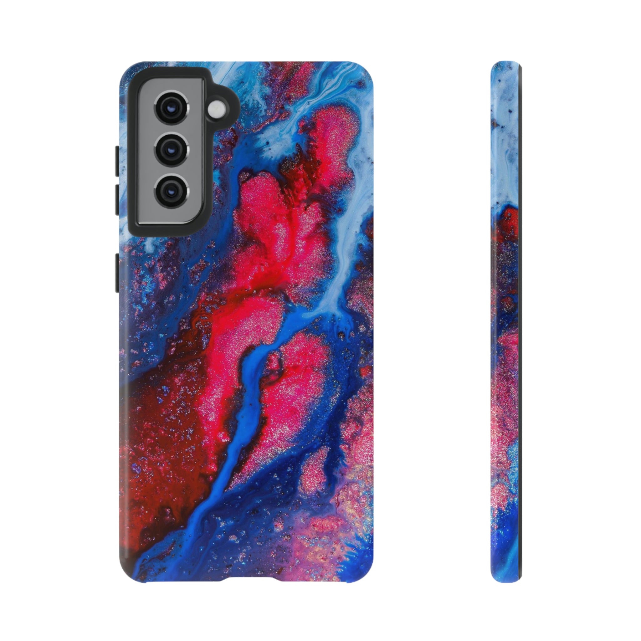 Red n Blue Ink Art Android Case (Protective) Samsung Galaxy S21 Glossy Phone Case