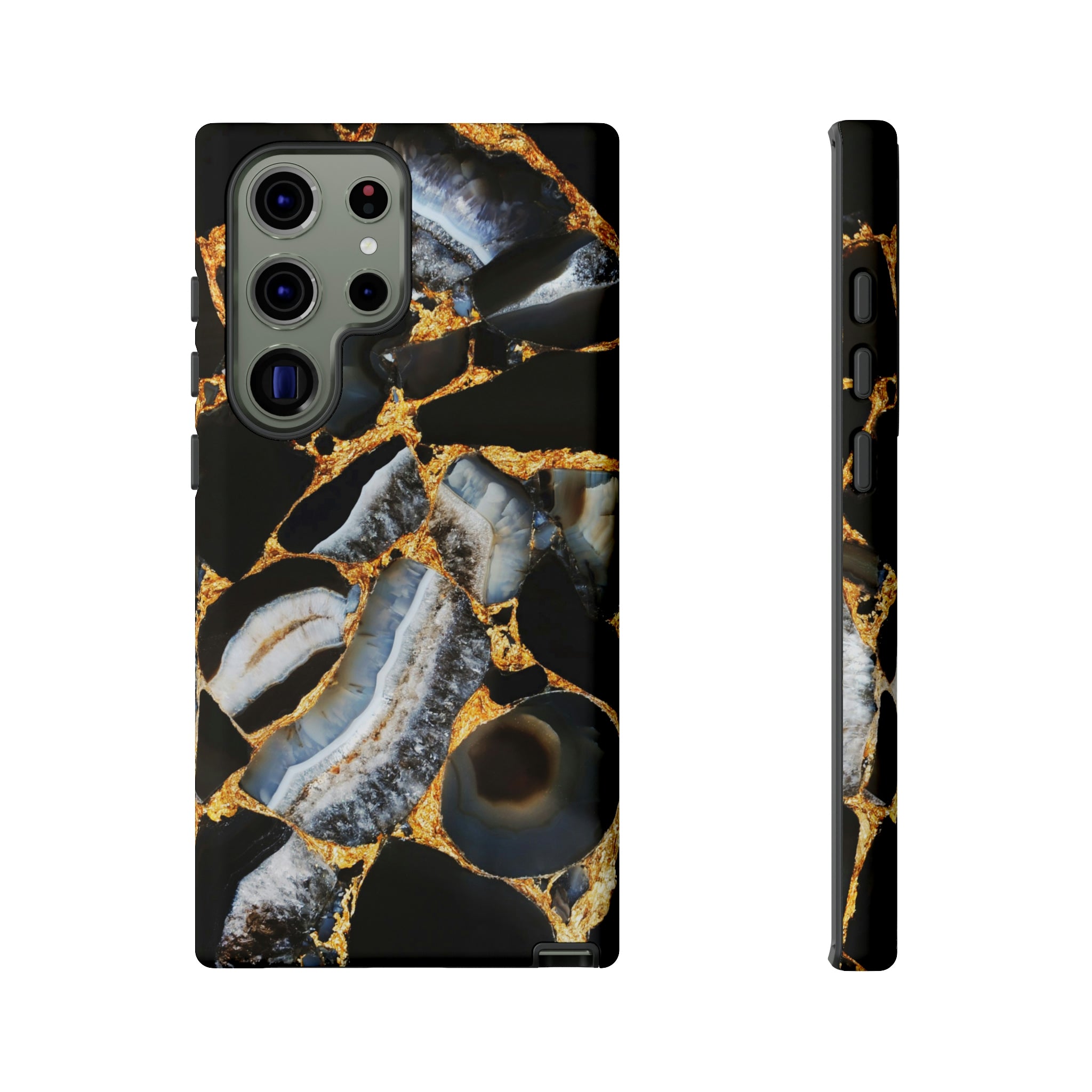 Dark Agate Marble Android Case (Protective) Samsung Galaxy S23 Ultra Matte Phone Case