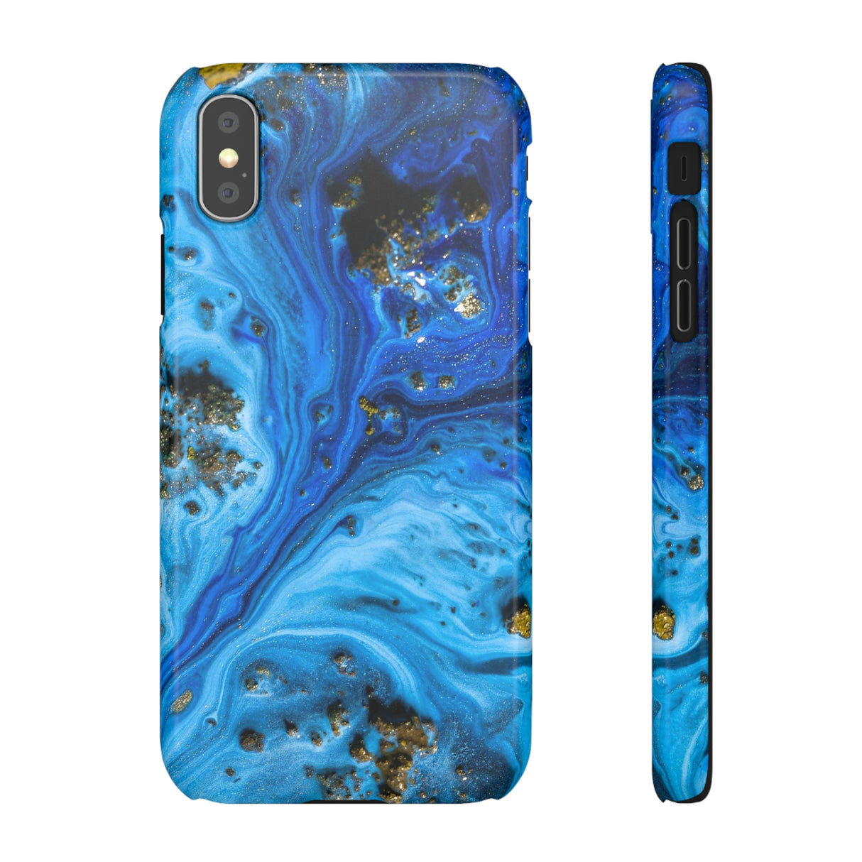 Blue Ice Melt Ink Art iPhone Case (Slim) iPhone XS Glossy Phone Case