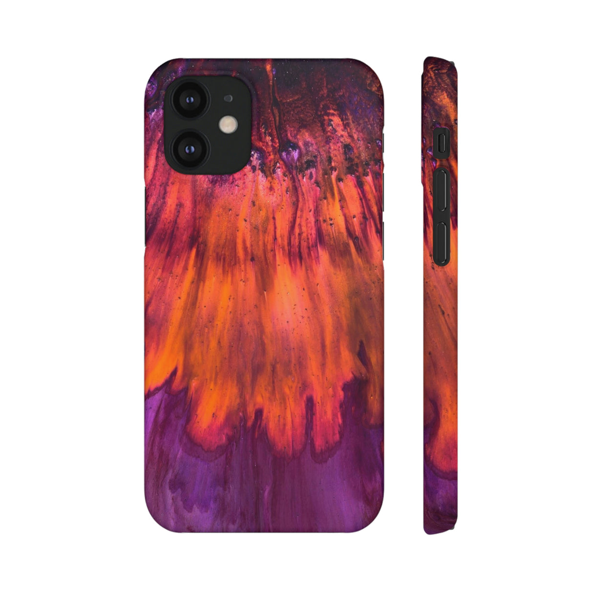 Orange Flow Ink Art iPhone Case (Slim) iPhone 12 Mini Matte Phone Case