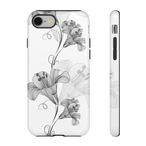 Lily Flower Monochrome iPhone Case (Protective) iPhone 8 Glossy Phone Case