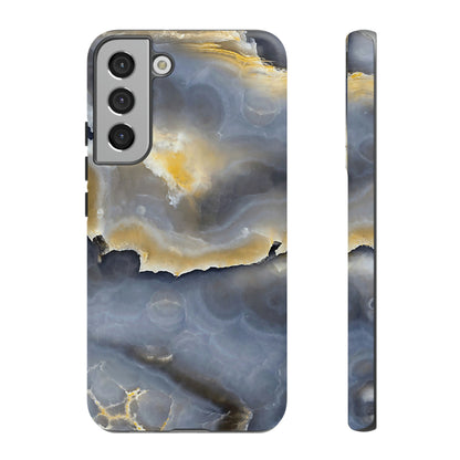 Marble Blue Gold Android Case (Protective) Samsung Galaxy S22 Plus Matte Phone Case