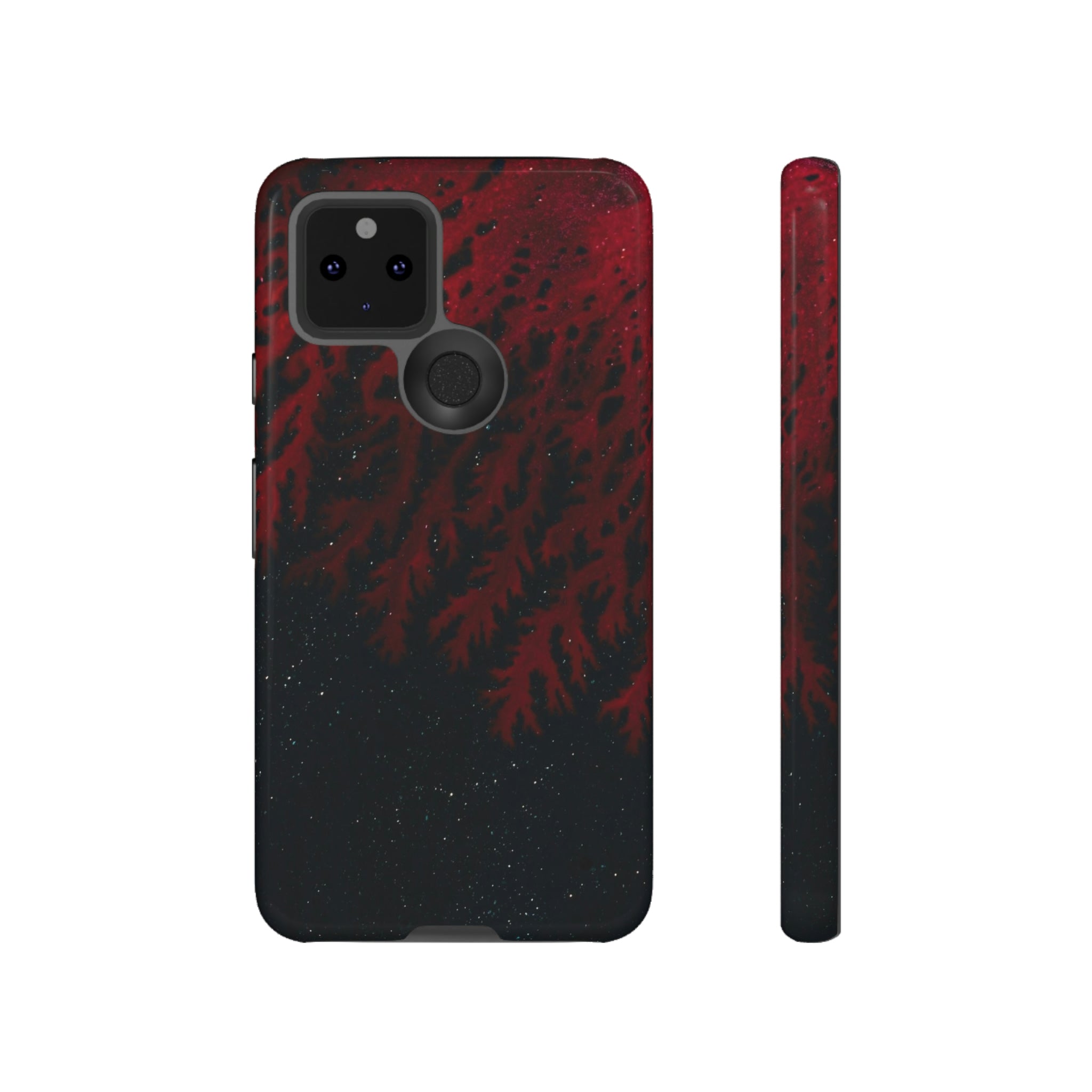 Dark Red Space Ink Art Android Case (Protective) Google Pixel 5 5G Glossy Phone Case