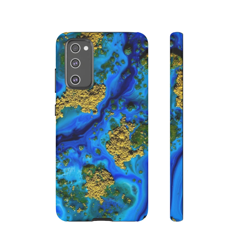 Blue Clear Ocean Ink Art Android Case (Protective) Samsung S20 FE Matte Phone Case