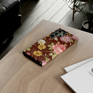 Dark red Vintage Flower Samsung Case (Protective) Phone Case