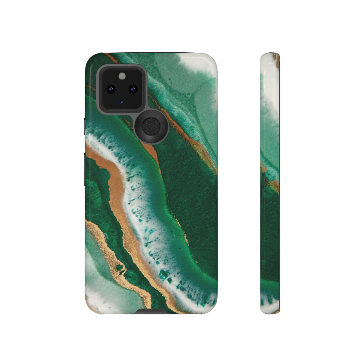 Green & Gold Epoxy Android Case (Protective) Google Pixel 5 5G Glossy Phone Case