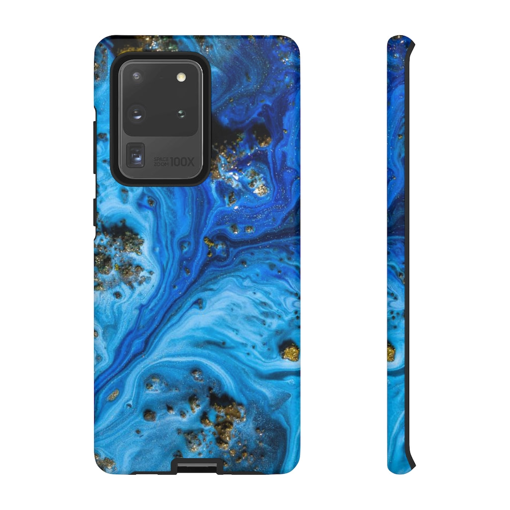 Blue Ice Melt Ink Art Android Case (Protective) Samsung Galaxy S20 Ultra Matte Phone Case