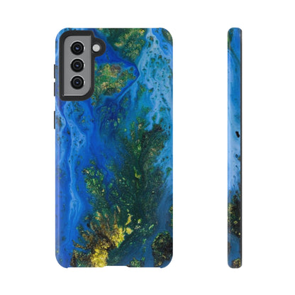 Blue Globe Ink Art Android Case (Protective) Samsung Galaxy S21 Plus Glossy Phone Case