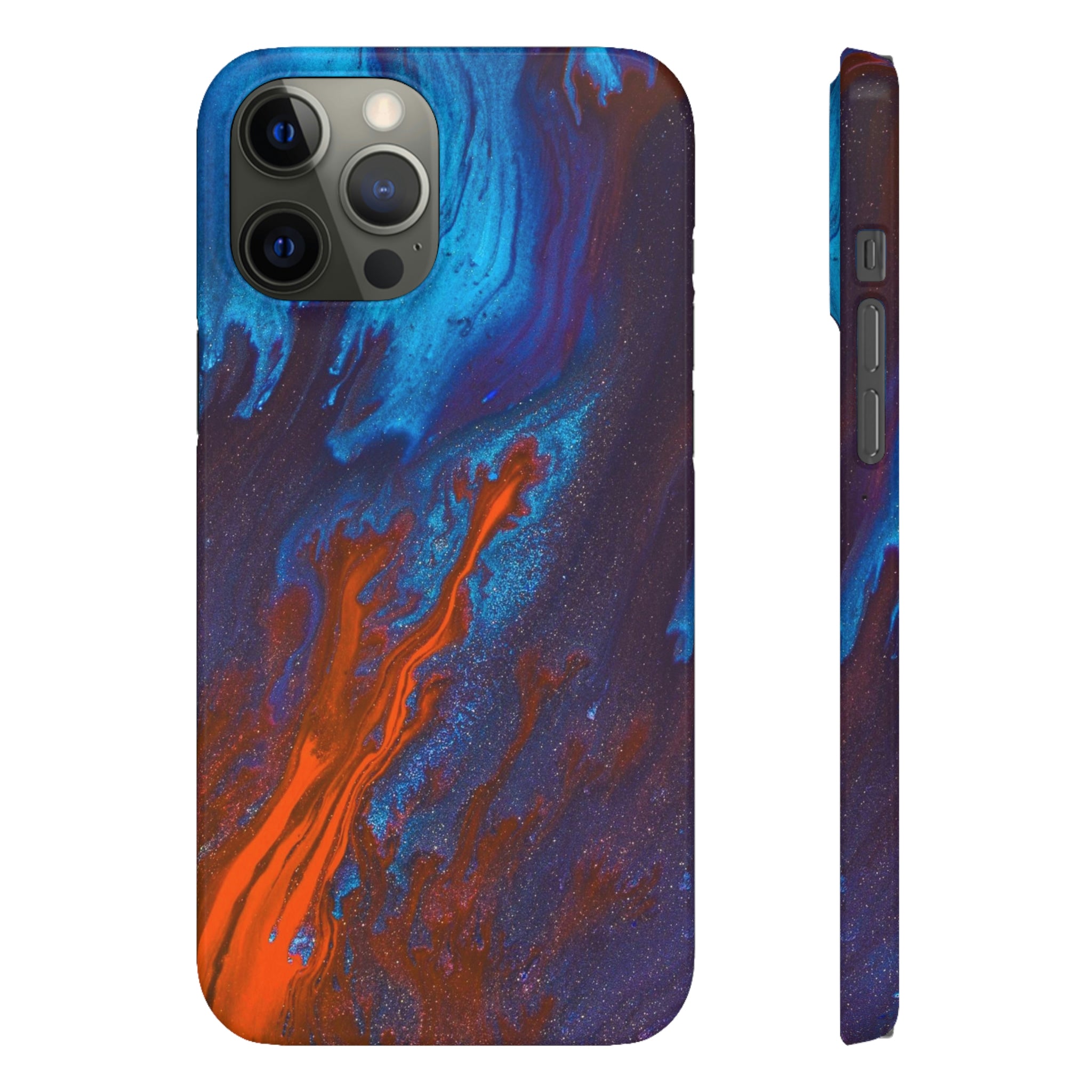 Orange Flame Ink Art iPhone Case (Slim) iPhone 12 Pro Max Glossy Phone Case