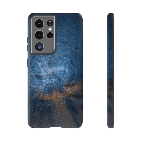 Blue Stardust Ink Art Android Case (Protective) Samsung Galaxy S21 Ultra Glossy Phone Case