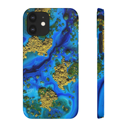 Blue Clear Ocean Ink Art iPhone Case (Slim) iPhone 12 Glossy Phone Case