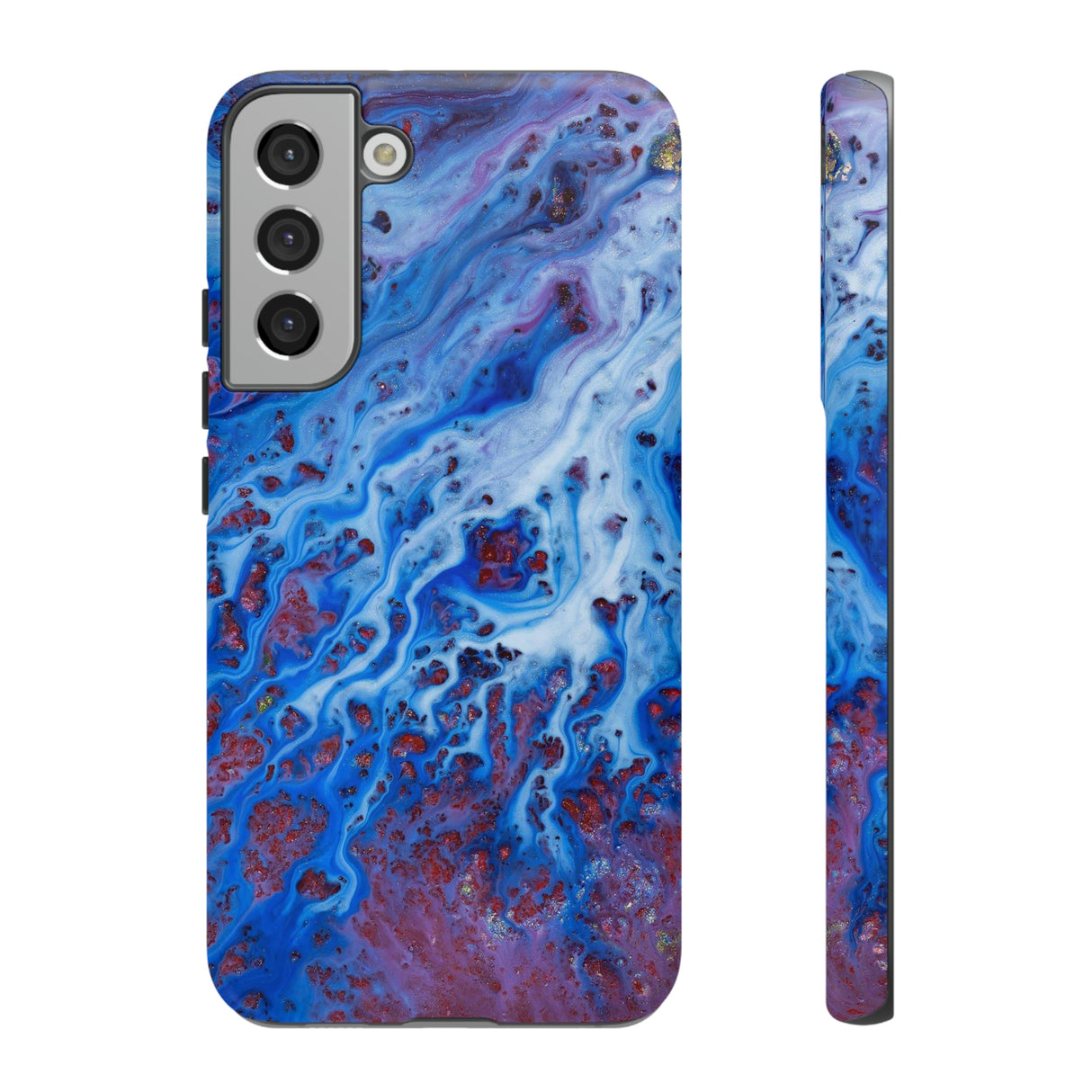 Ice Blue River Ink Art Android Case (Protective) Samsung Galaxy S22 Plus Matte Phone Case